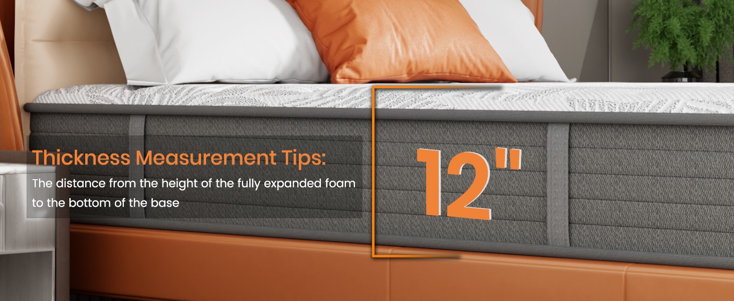 Twin XL Mattress 12″ Hybrid Mattress – Medium-Plush Support- Made in –