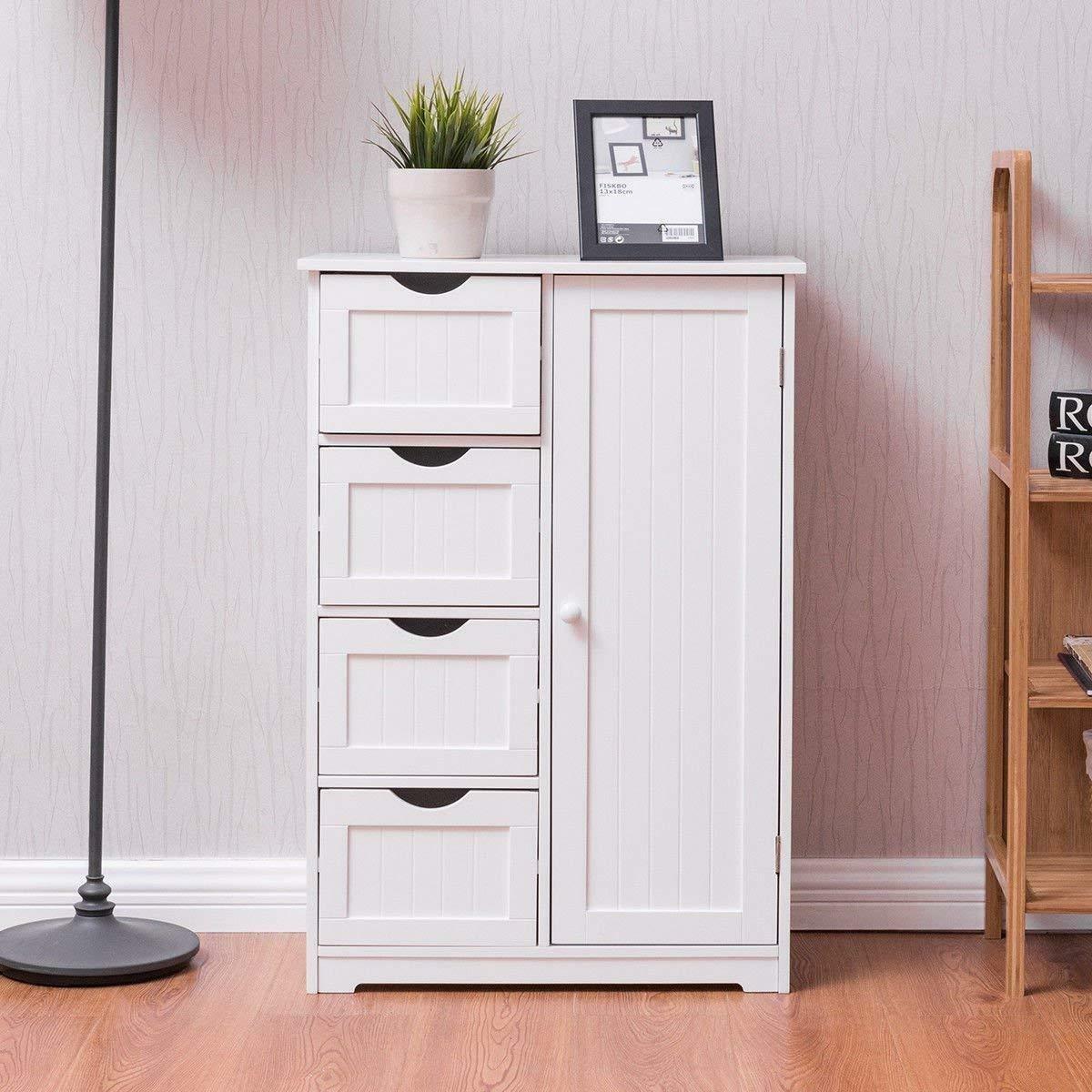 Floor Bedroom Cabinet 4-Drawers Dresser Chest of Drawers Storage Organizer