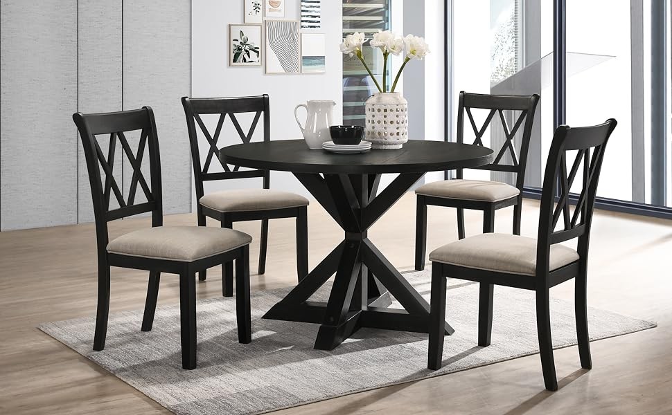 Windvale Fabric Upholstered Dining Chair, Set of 2, Black