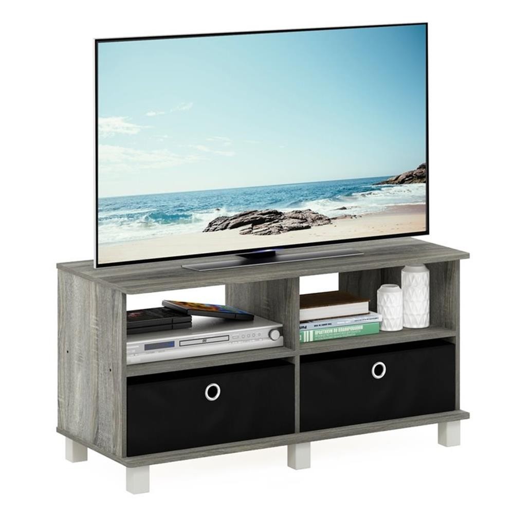 Furinno Andrey Wood Entertainment Center for TV up to 43″ in Oak Gray/Black