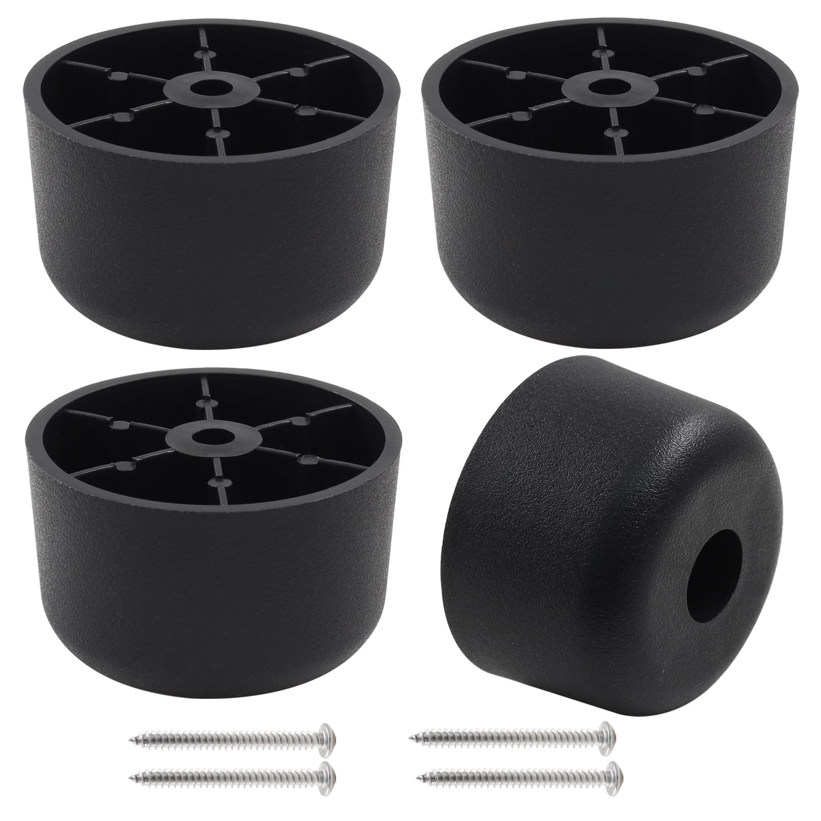 1-1/4 Inch Plastic Furniture Legs Set of 4, Black Screw in Legs round Tapered So