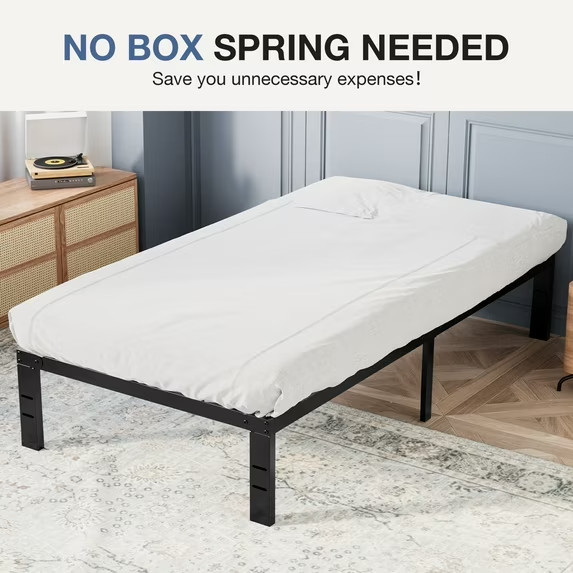 Gianna Sturdy Metal Platform Bed Frame – Twin Size with 14″ Under Bed Storage Sp
