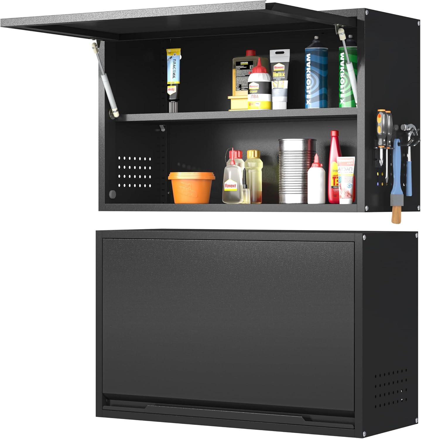 Steel Garage Wall Cabinet Adjustable Shelf Metal Wall Cabinet Box Tool Storage