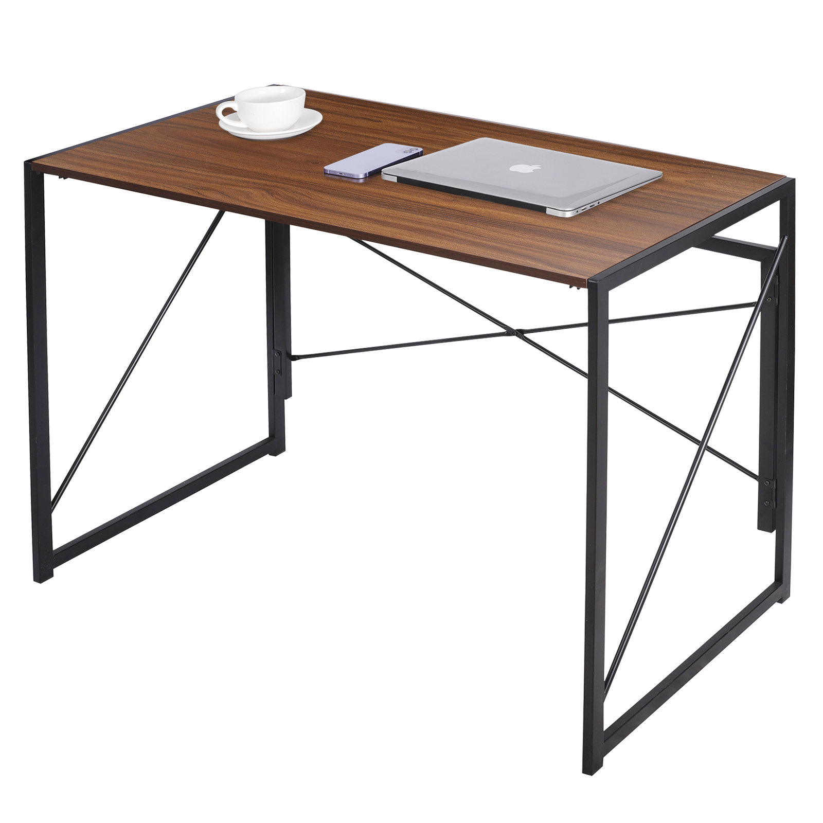 39″ Folding Computer Desk Writing Study Desk Laptop Table for Home Office Brown