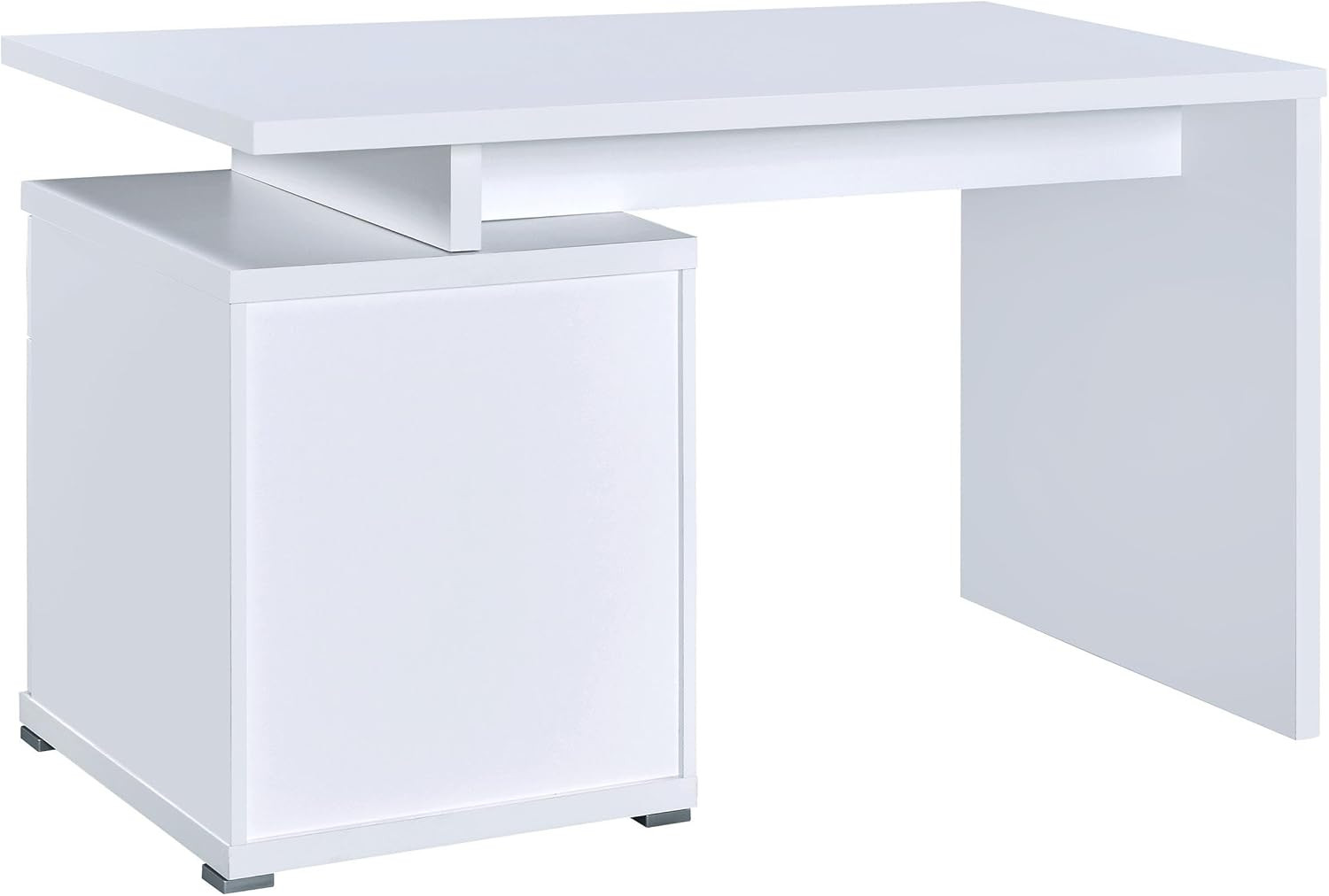 Irving 47-Inch White Computer Desk with File Cabinet and Smooth Top
