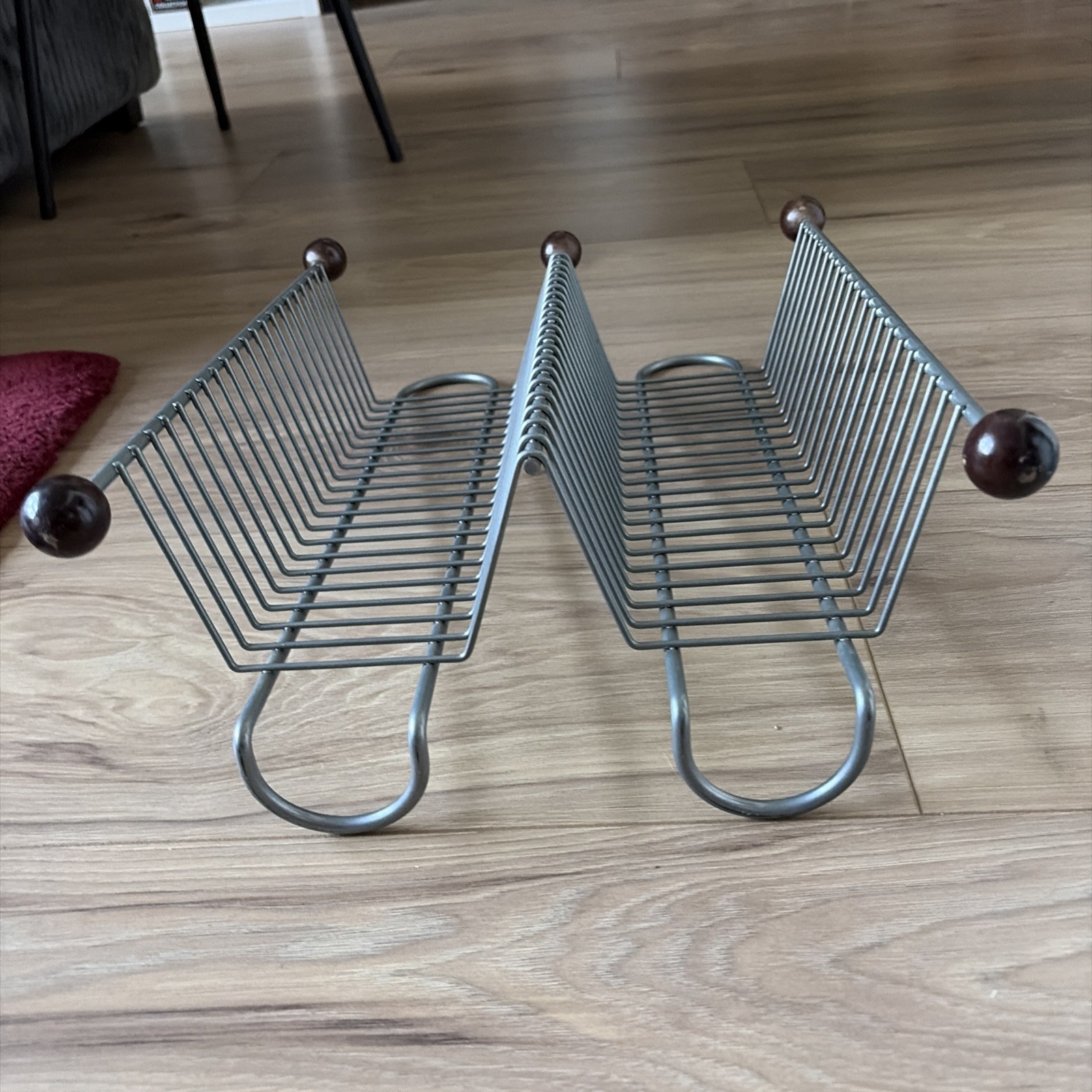 CD Tower Rack Holder Vintage Silver Steel Wood, Holds 40 CDs