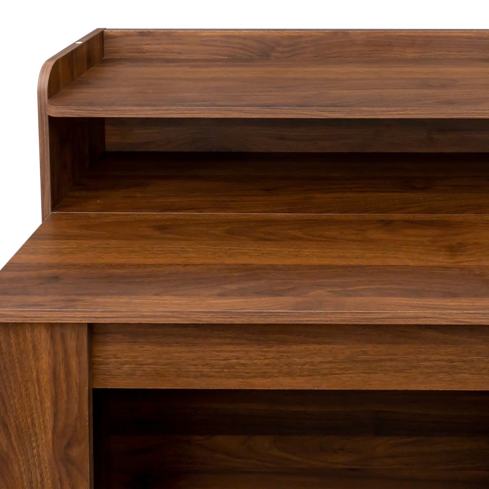 Modern Extendable Dining Table with Storage Shelf – 95.4 in Walnut Finish