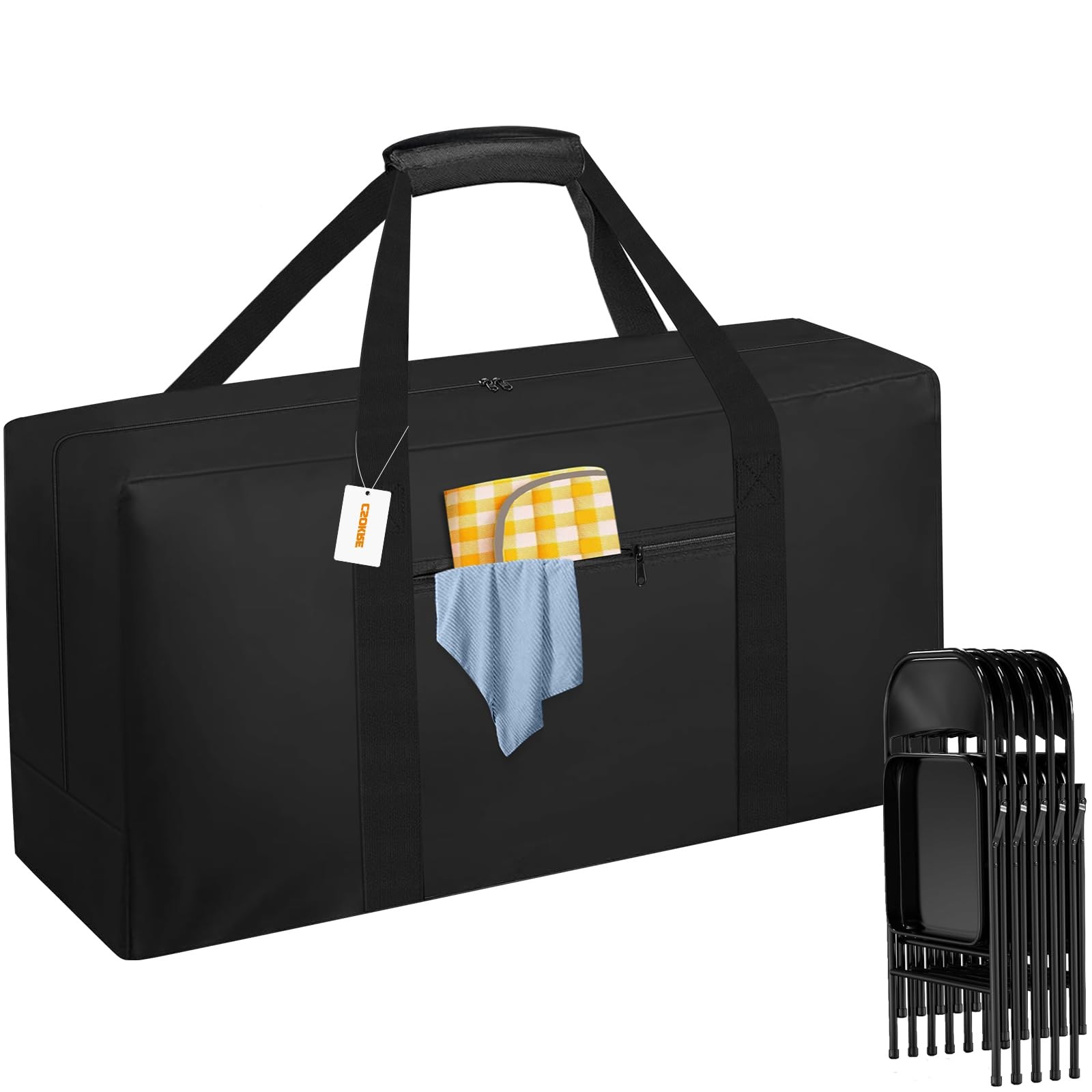 Heavy Duty Folding Chair Storage Bag 40.5″x12.2″x20″ Waterproof Carry Black