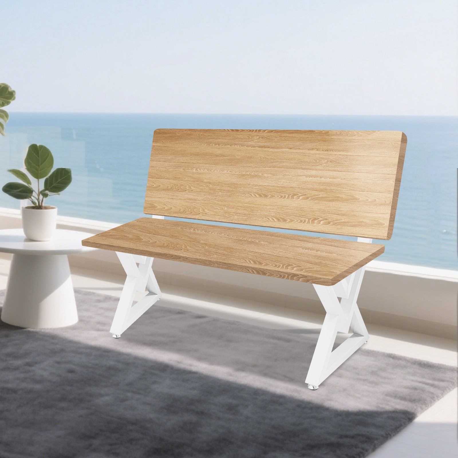 Bench Legs 2-Pack Steel 440lbs Capacity White For Outdoor Garden Park