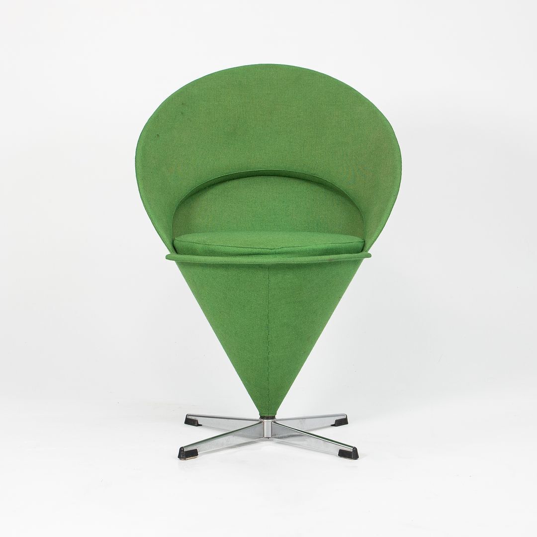 1969 Verner Panton Cone Chair Green Fabric Made in Denmark for Plus-Linje Vitra