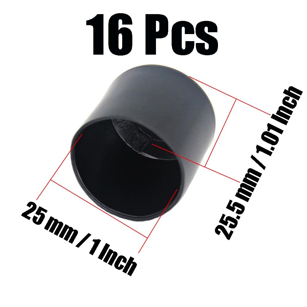 16Pcs 1 Inch 25mm Round Rubber Chair Leg Tips Caps Chair Table Leg Covers Flo…