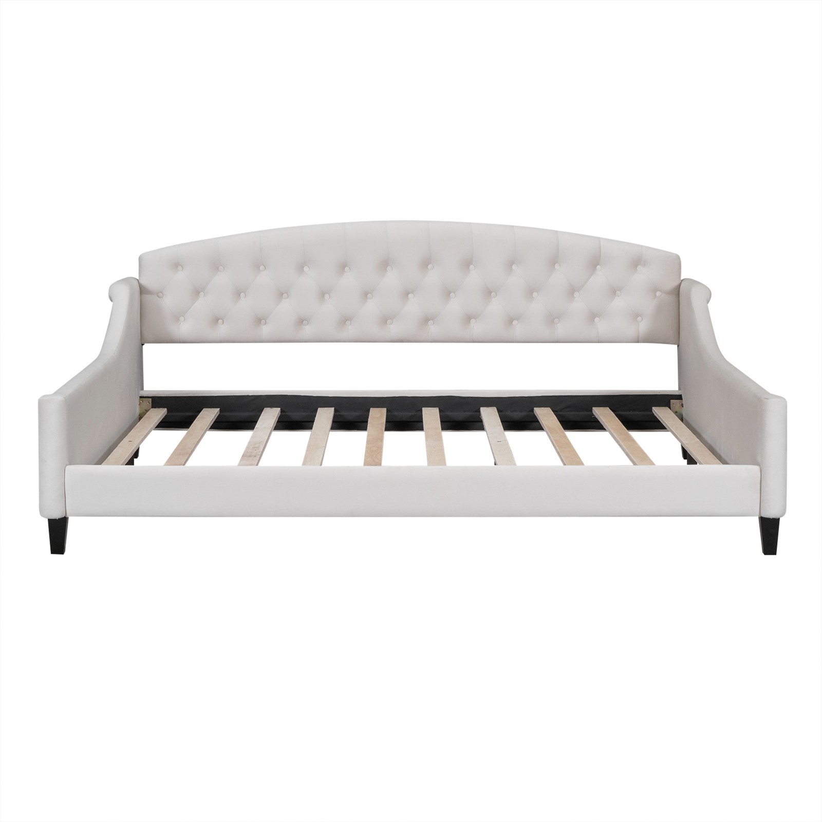 Full Size Daybed Tufted Button Daybed Upholstered Sofa Bed for Living Room Beige