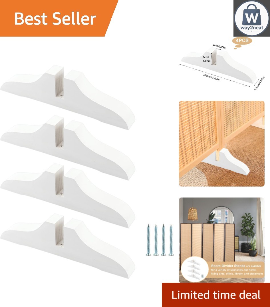 Elegant 4pcs Folding Room Divider Stands in White – Perfect for Home Office