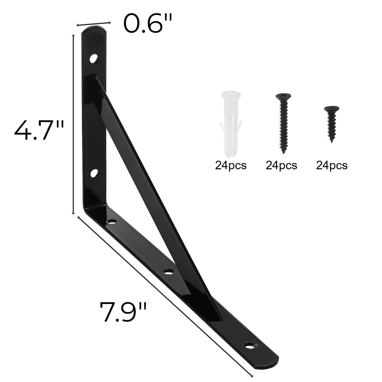 12 Pack Heavy Duty Shelf Brackets, 8 in x 5 in Wall Mount Steel L Shelf Brack…