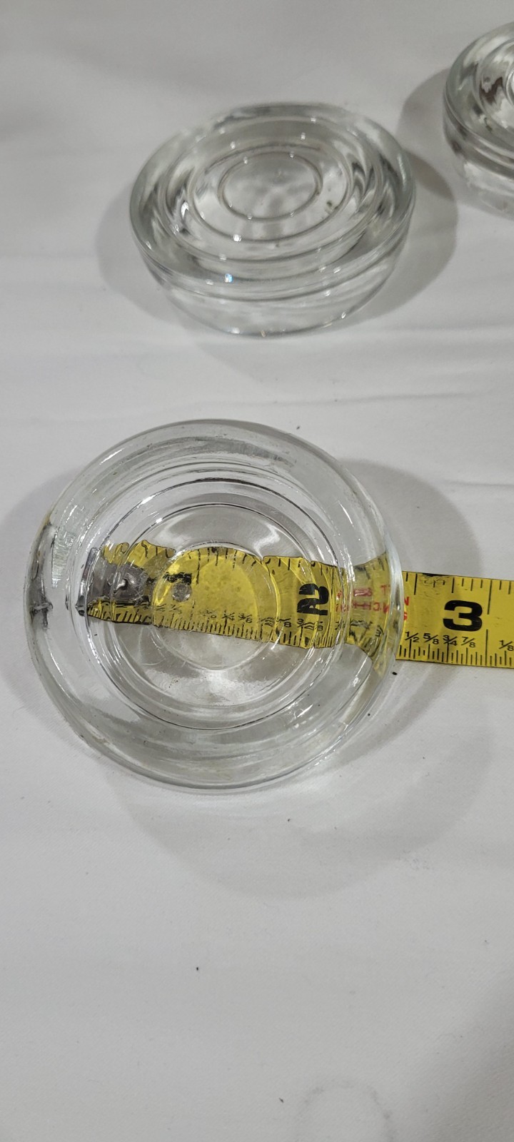 4 Vintage Antique Glass Floor /rug Slide Furniture Coaster CLEAR Cup Protector