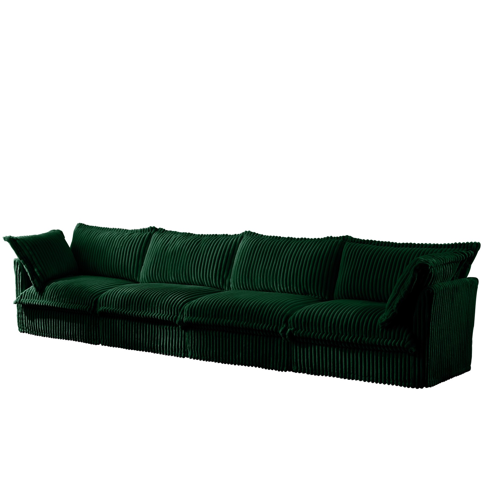 Modular Cloud Sofa 4 Seater, Deep Seating, Green Corduroy Removable Cover
