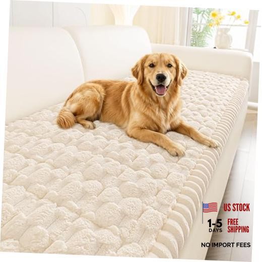 Non Slip Couch Covers for Dogs, Scratch Resistant Pet Sofa 27.6″x59″ Cream