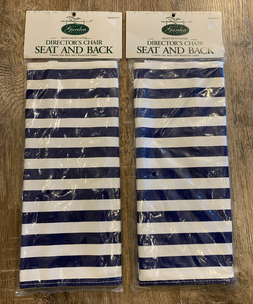 Directors Chair Replacement Seat & Back Canvas Blue White Stripe NOS