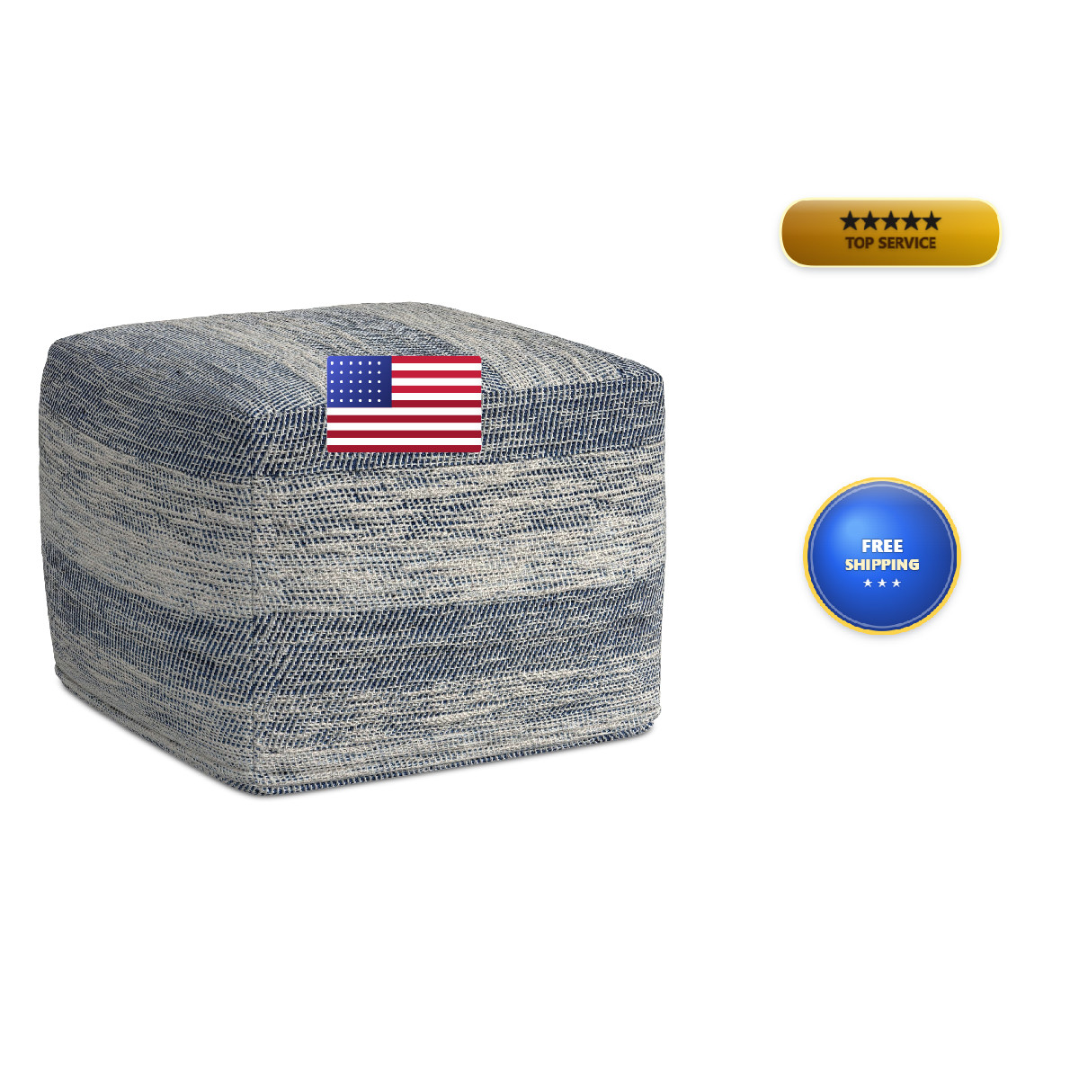 Simplihome Clay – 18 Inch Wide Upholstered Cotton Ottoman In Patterened