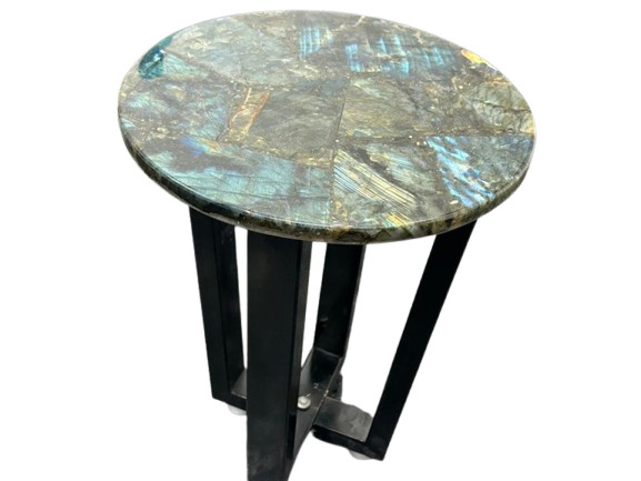 LABRADORITE CORNER TABLE, STONE SIDE TABLE, LUXURY HOME FURNITURE, MODERN TABLE