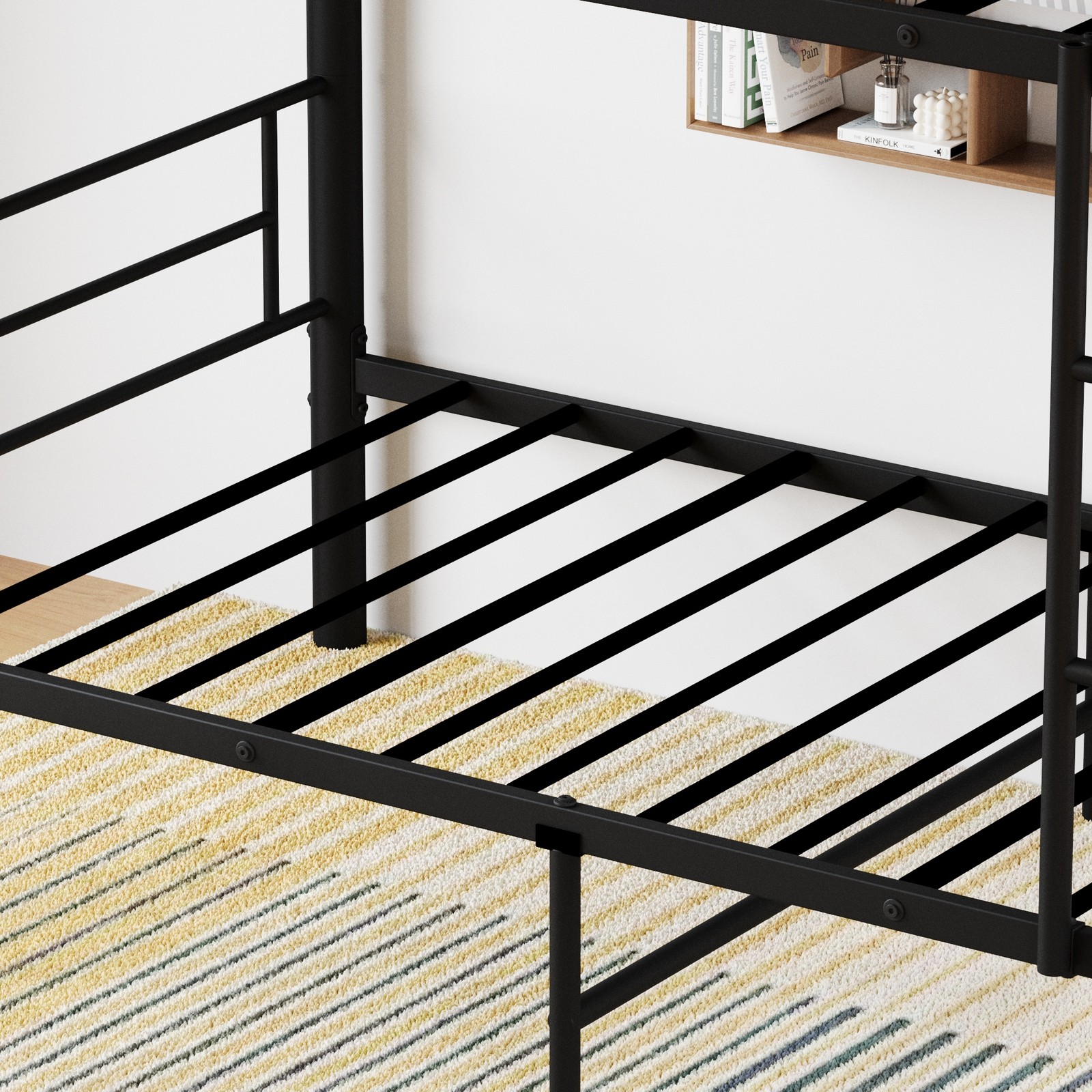Triple Bunk Bed Twin Size Black Metal Bed Frame Can be Disassembled into 3 Bed