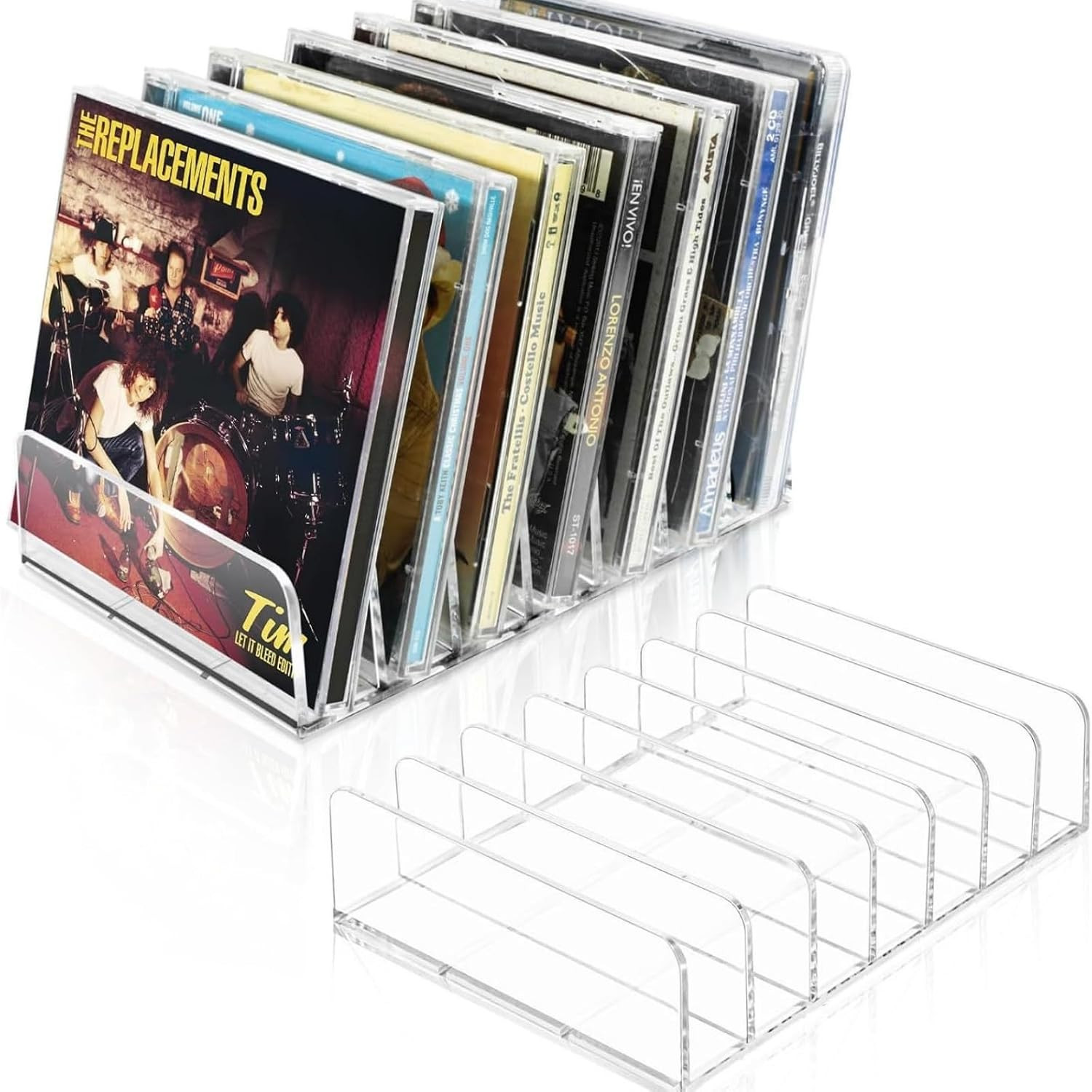 2 Pack Clear Acrylic CD DVD Holder Storage Box Display Rack for Media Shelf