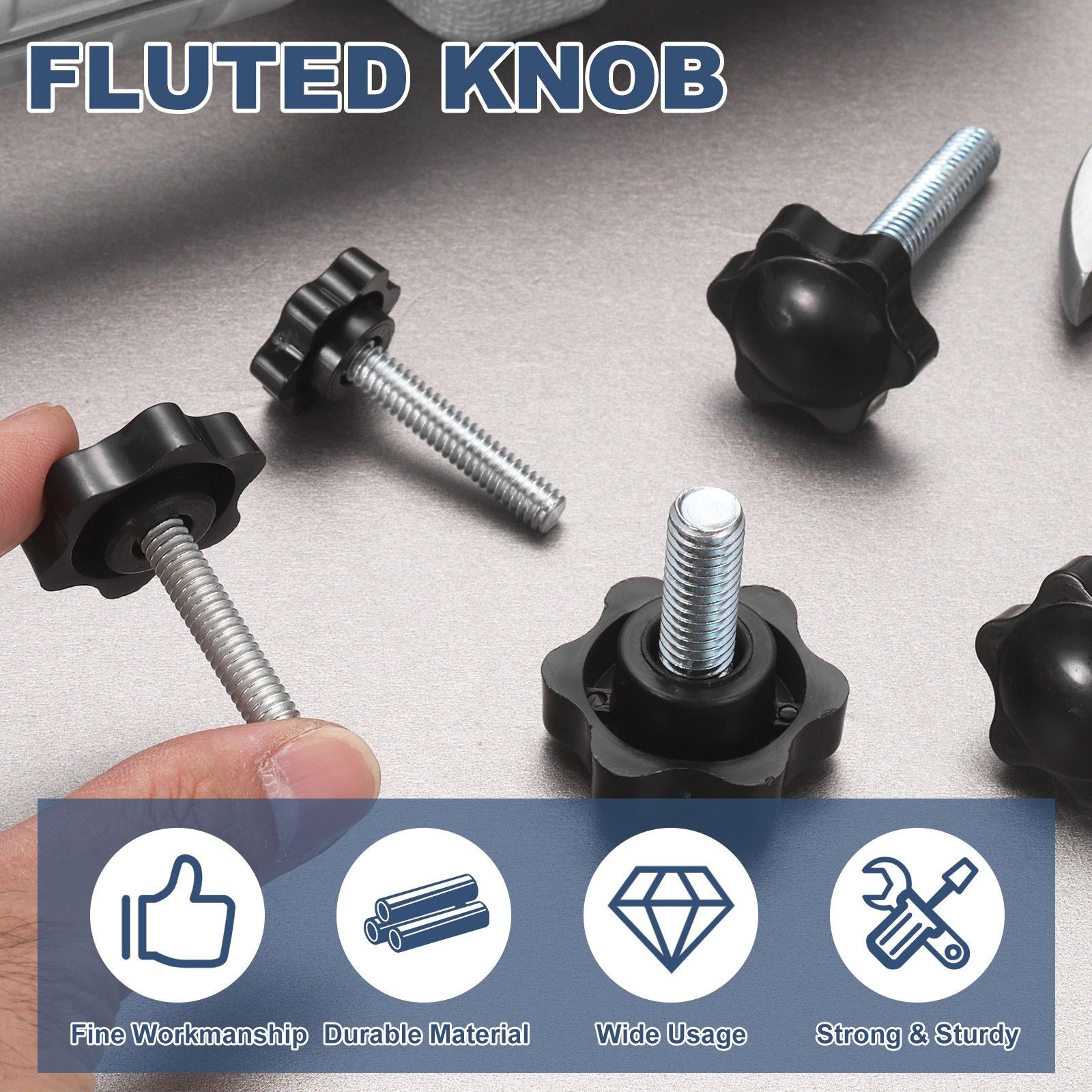 2Pcs 5/16″-18 Star Knobs 3.7″ Stud Plastic Male Thread Clamping Hand Knob