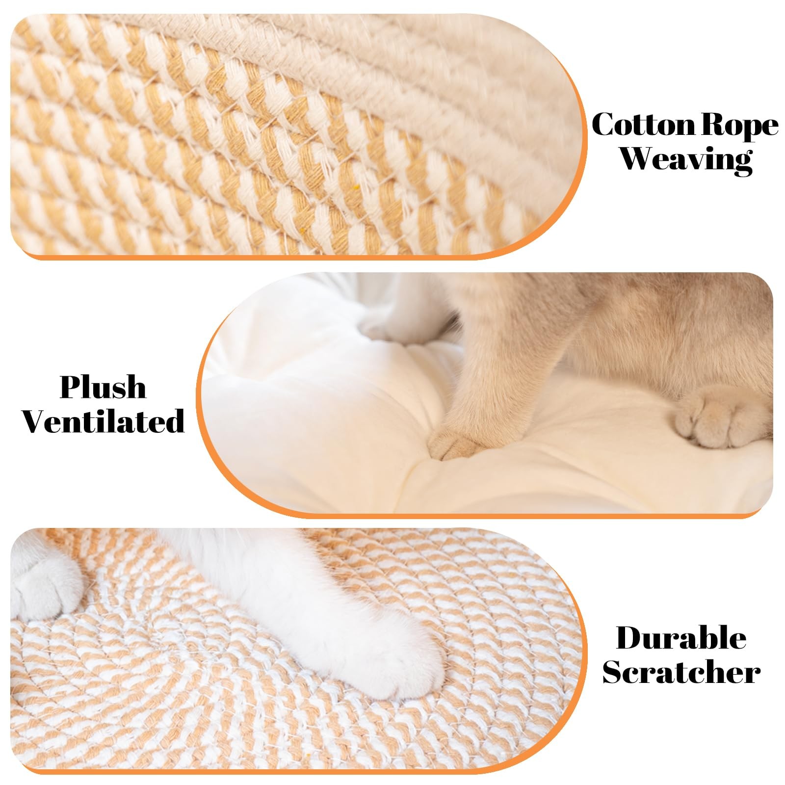 Cheerhome Pets Cat Bed Basket Cushion Cotton Rope Woven Pet Bed For Indoor Cats