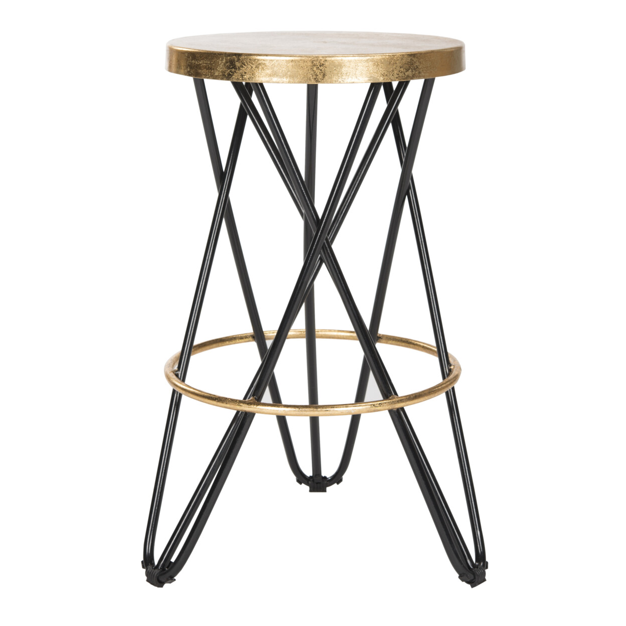 SAFAVIEH Lorna Gold Leaf Counter Stool | Black / Gold |