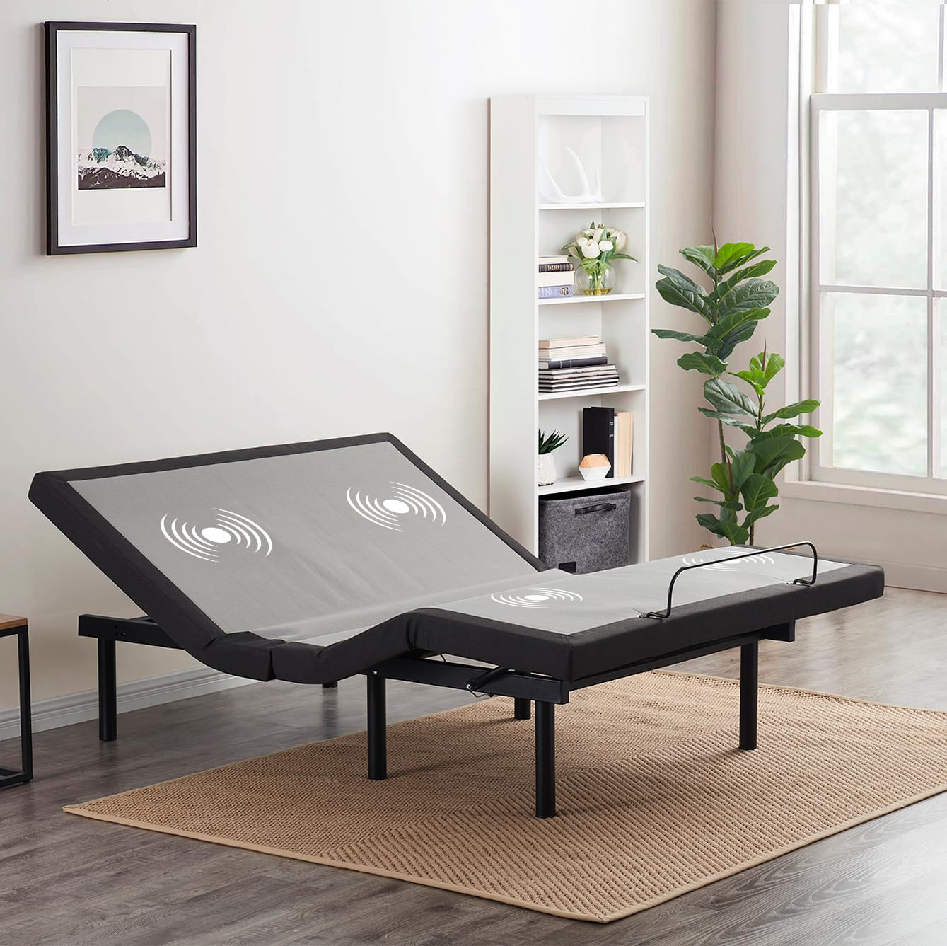 Nestl Adjustable Bed Frame, Zero Clearance Adjustable Massage Bed Frame with Wir
