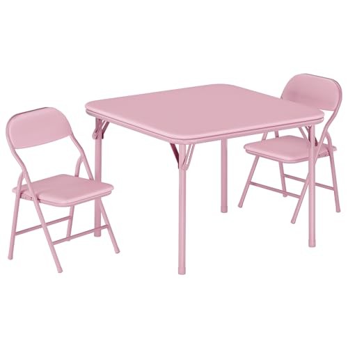 GAOMON 3 Piece Set Folding Table and Chairs Set, Boys 3 Piece Set(square) Pink