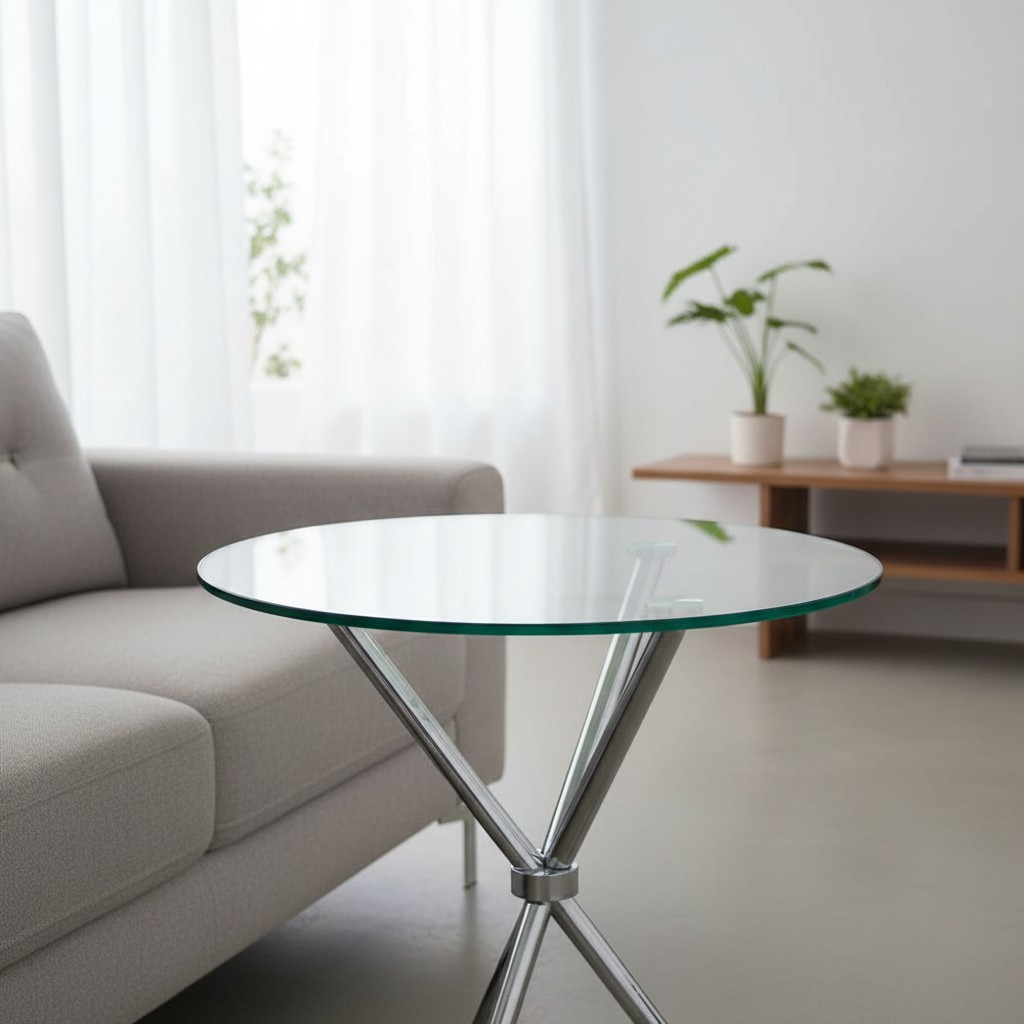 Versatile 18 Inch Round Glass Table Top, Ideal for Various Furniture Styles