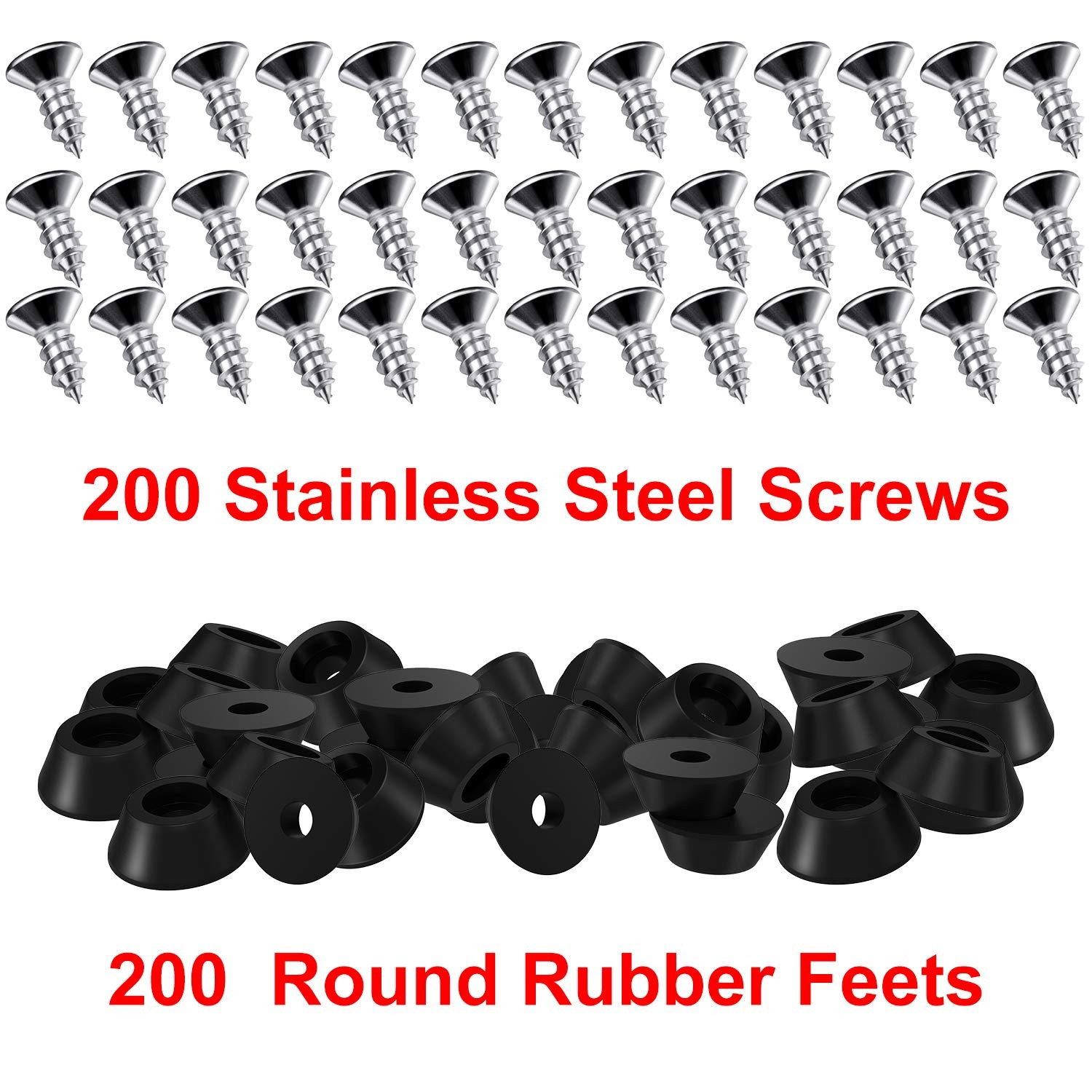 200 Pieces Soft Cutting Board Rubber Feet Stainless Steel Screws, 0.28 x 0.59