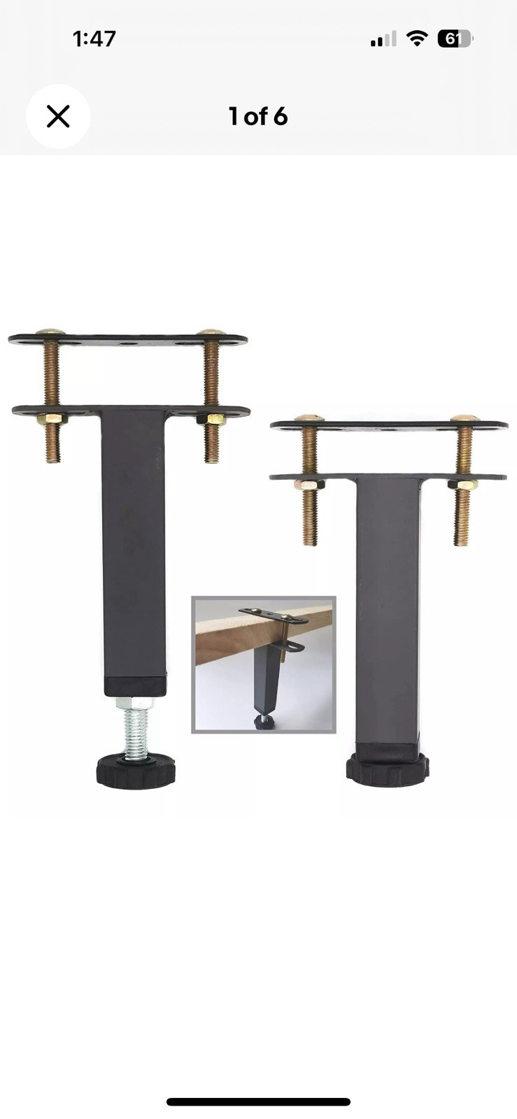 2pcs Adjustable Height Support Leg For Bed Frame Or Wooden Bed 13.75”-16.5”