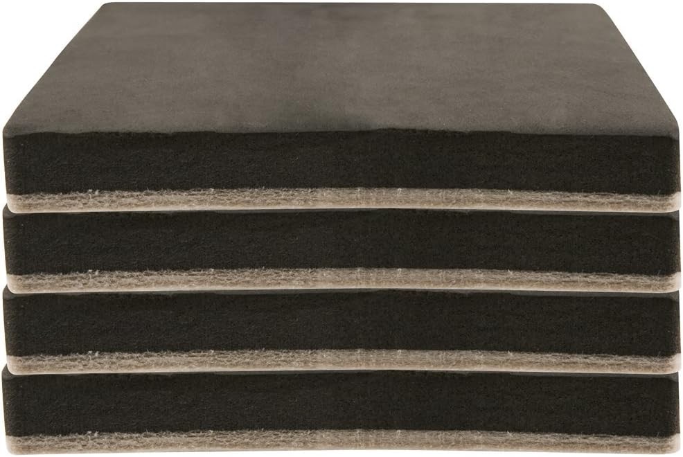 Super Sliders 4 Pack 5″ Square Felt Furniture for Hardwood Black