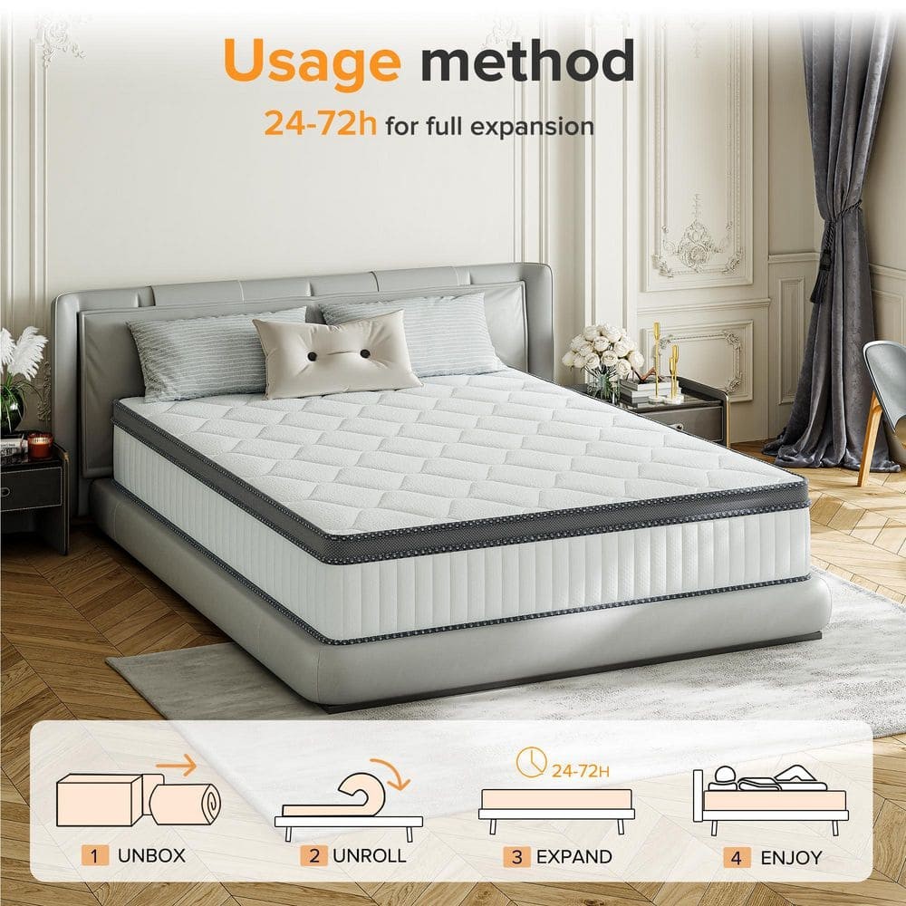 Babo Care Queen Medium Hybrid Memory Foam 14″ Hypoallergenic Breathable Mattress