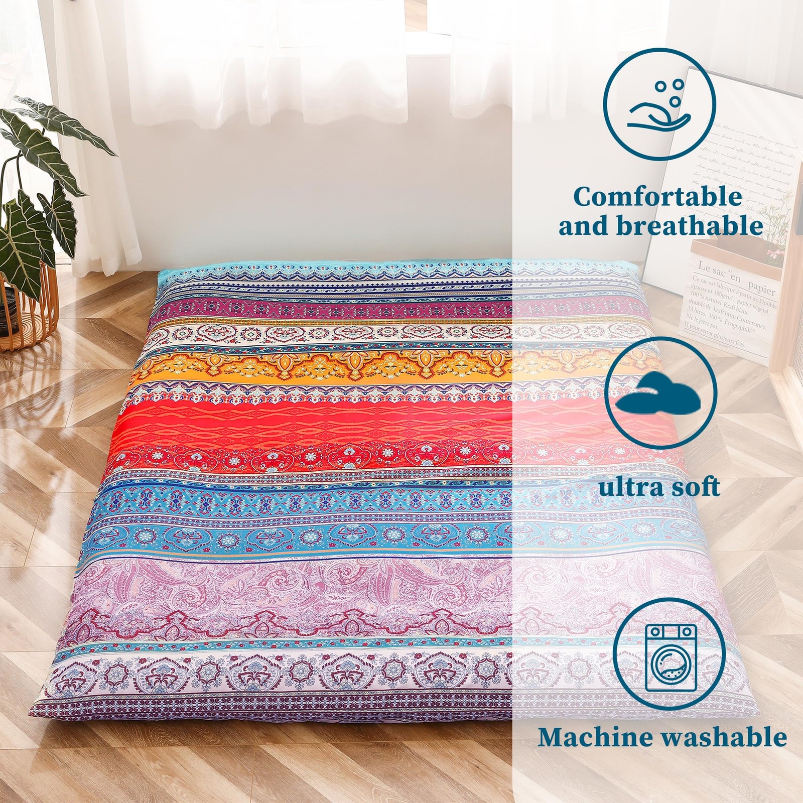 Mattress Cover for Traditional Japanese Futon Mattress, Futon Floor Mats Cove…
