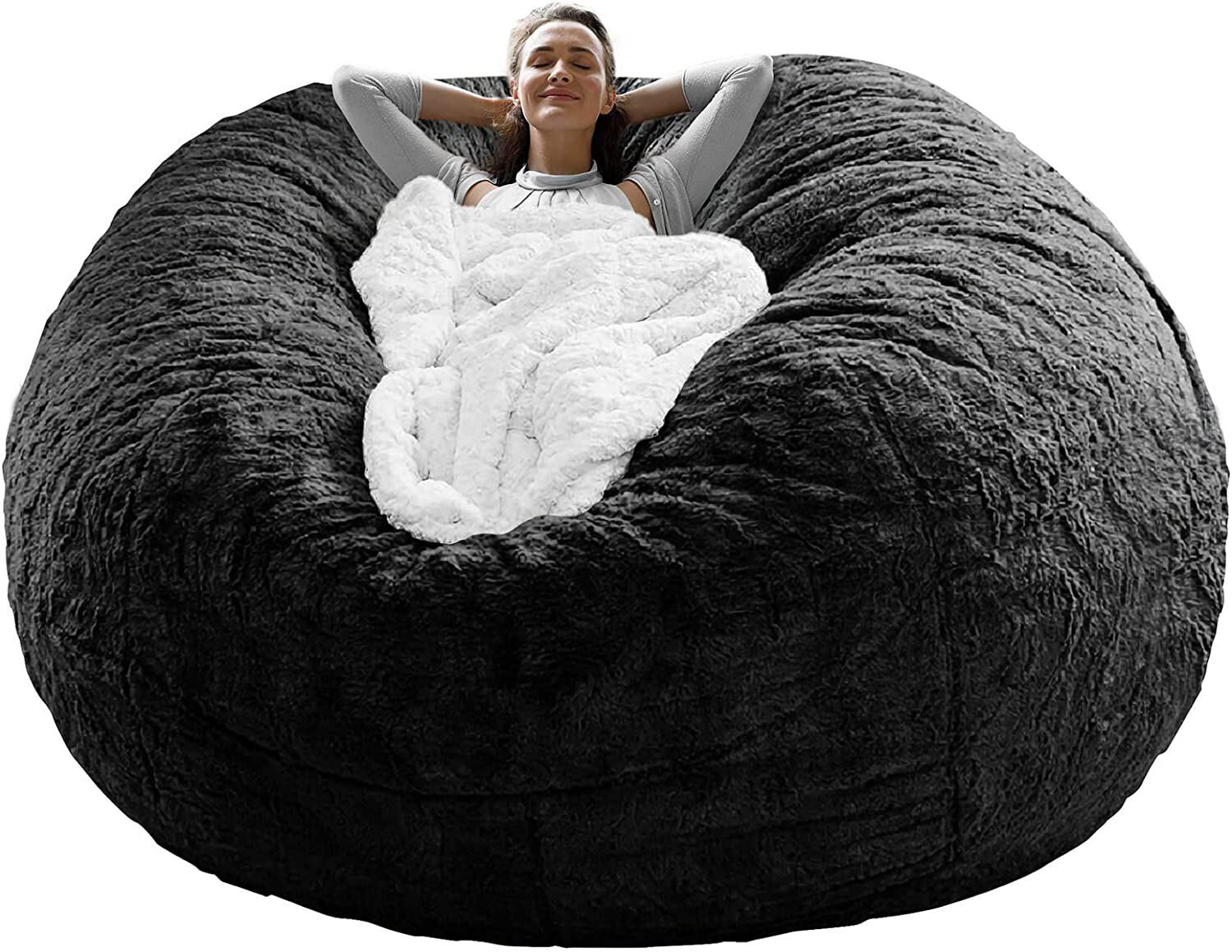 7FT Microsuede Foam Giant Bean Bag Memory Living Room Chair Lazy Sofa Soft Cover