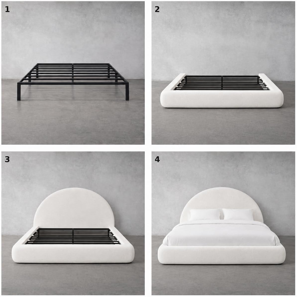 Round Bed – Washable Zip Cover – Upholstered Linen Premium Soft Foam – Modular M