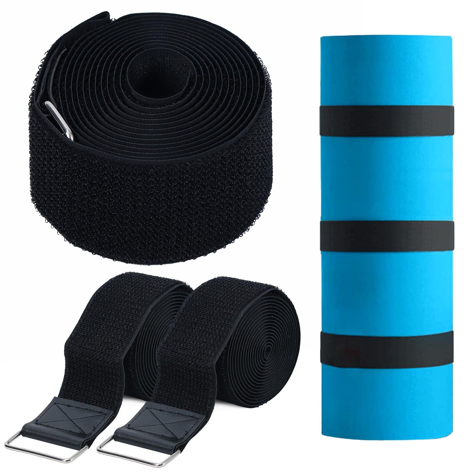 3 Pcs Floating Water Mat Straps, Pad Straps Reusable for Storing Large, Black