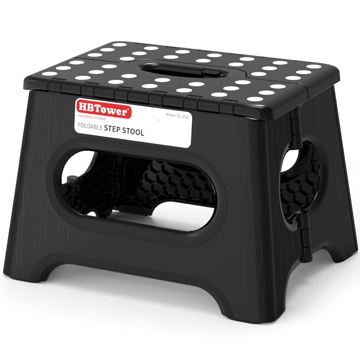 9 Inch Folding Step Stool 600lb Capacity Non-Slip Carry Handle Kitchen Wood