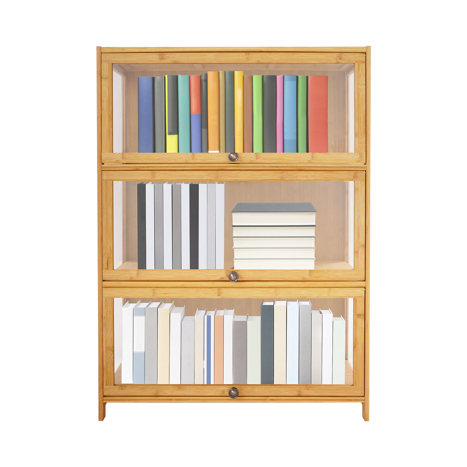 3 Tiers Mode Toys Storage Cabinet Shelf 31.5*12.6*41.7in Log Color Display Case