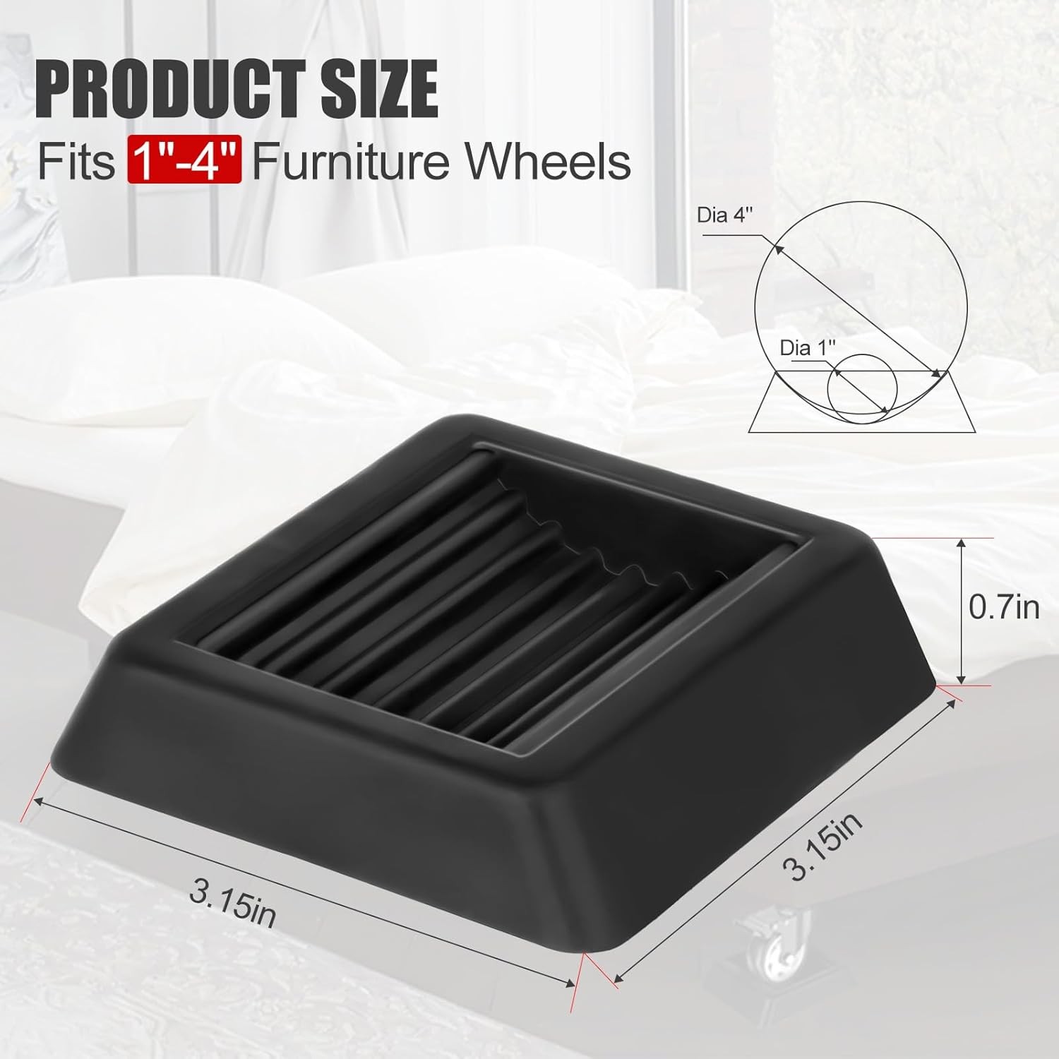 Bed Stoppers to Prevent Sliding – 8 Pack Furniture Wheel Stopper for Black