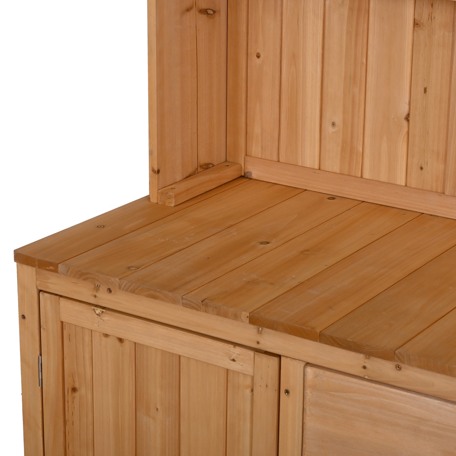 Potting Bench with Hutch, 65″ Solid Fir Wood Garden Workstation, Natural