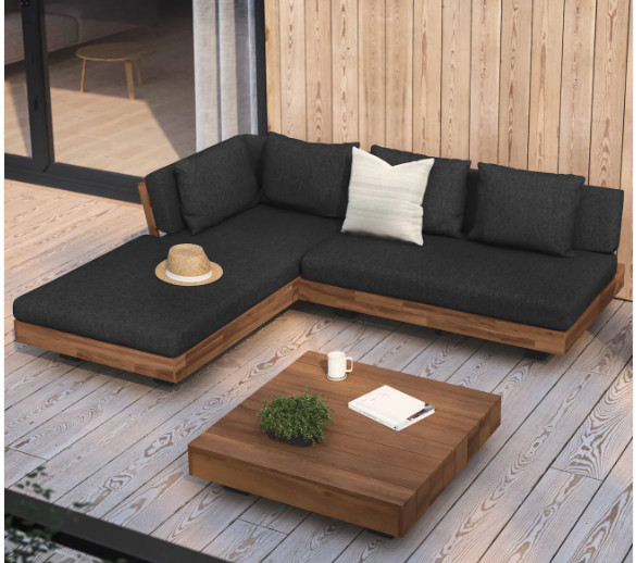 Lubek 82.5″ Outdoor Low Left Sectional Set – Slate Gray