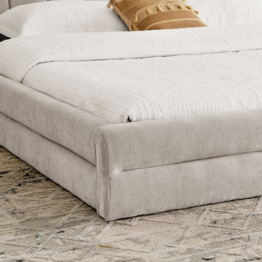 King Size Upholstered Bed Frame with Thick Fabric comfortable upholstered