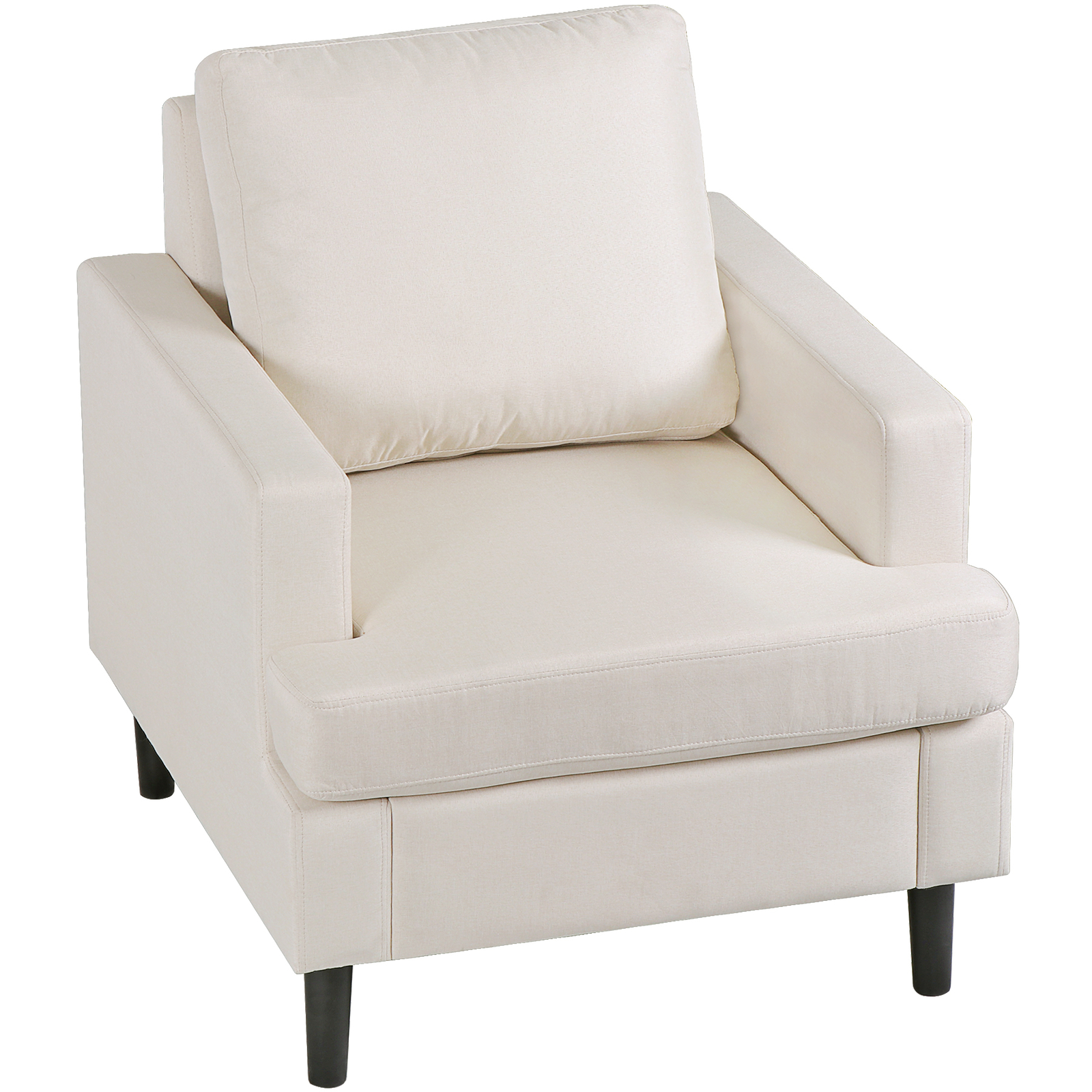 Accent Arm Chair Linen Fabric Upholstered Single Sofa For Living Room Bedroom