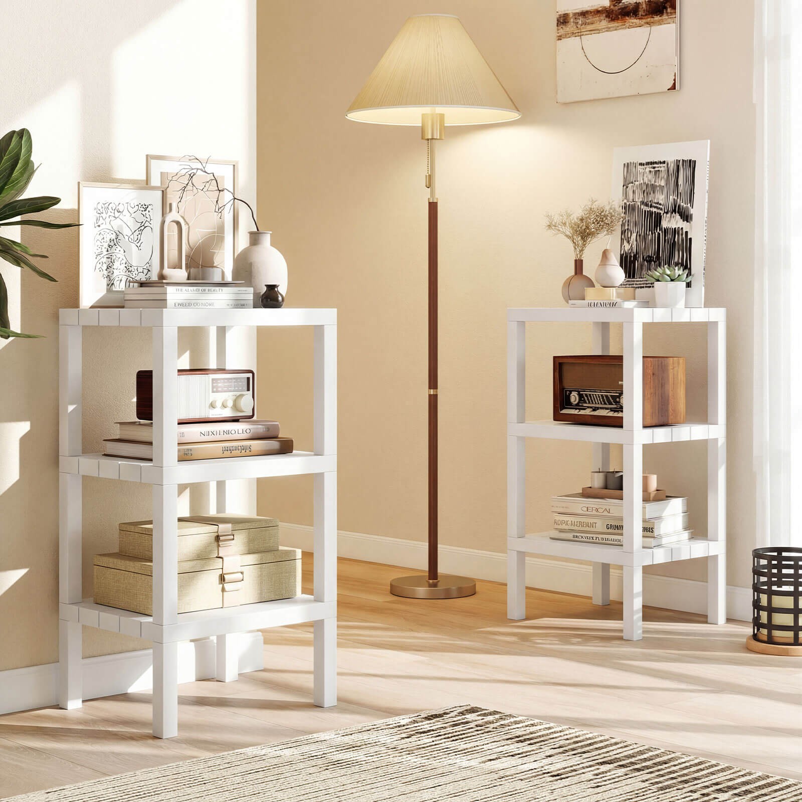 6-Tier Plastic Modular Storage Shelves Open Display Utility Shelving Unit