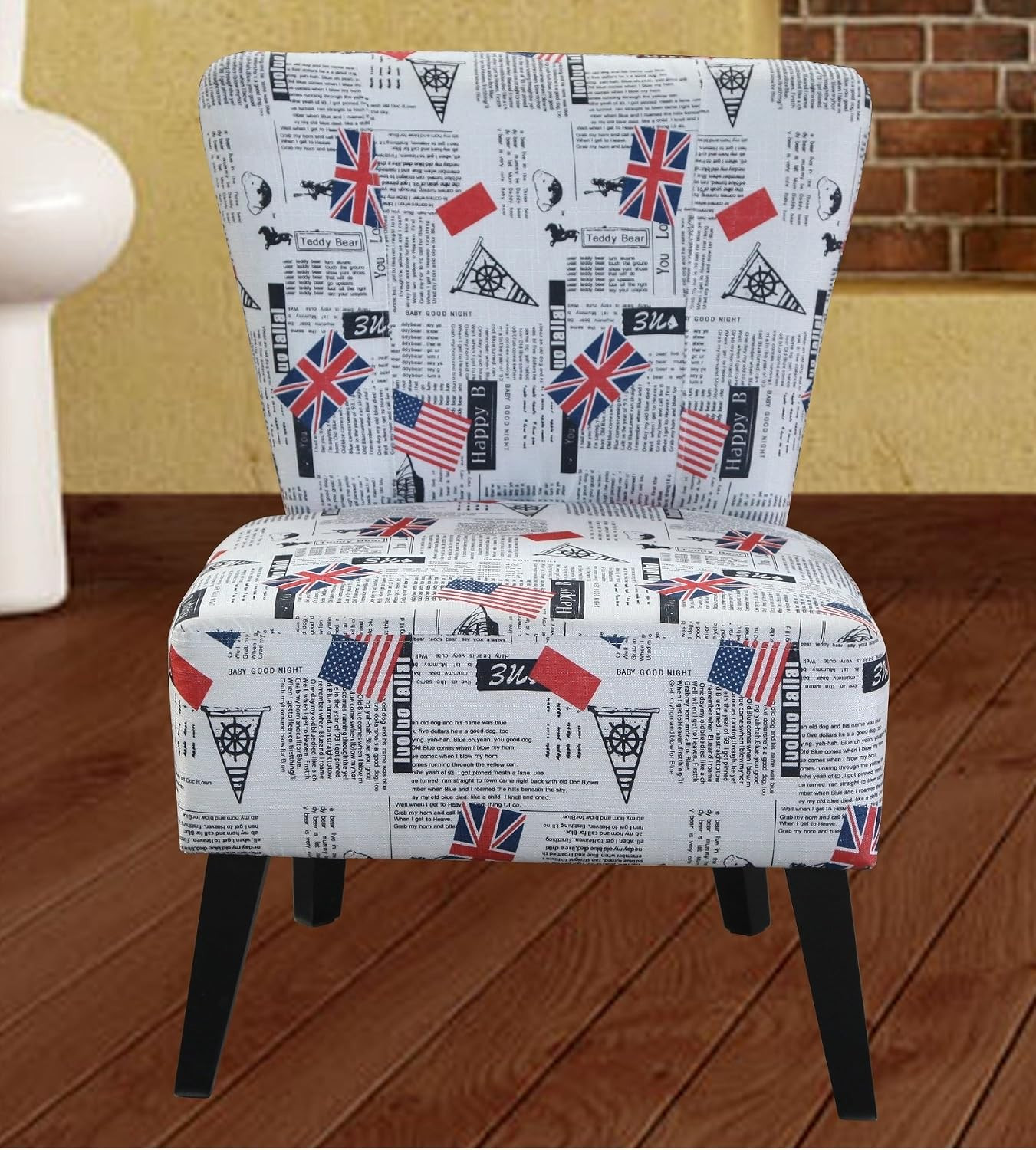 Contemporary Fabric Flag Accent Chair for Living Room – Red/White/Blue