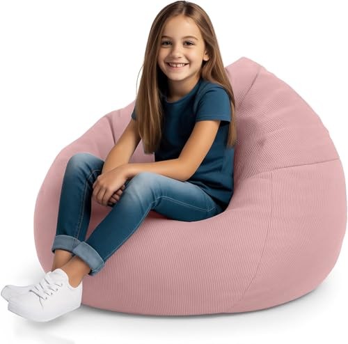 Stuffed Animal Bean Bag Storage Chair Cover for Kids Teens Adults Medium Pink